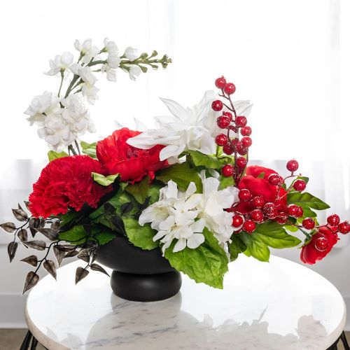 by_Fire-n-Ice--hydrangea-carnation-berry-ruscus-delphinium-dahlia
